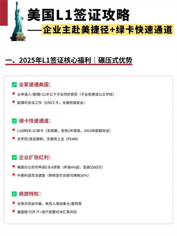 美国L1签证|企业主赴美捷径+绿卡快速通道 美国L1签证|企业主赴美捷径+绿卡快速通道